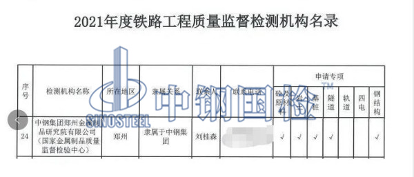 鐵路工程質(zhì)量監(jiān)督檢測(cè)機(jī)構(gòu)名錄（中鋼國檢）