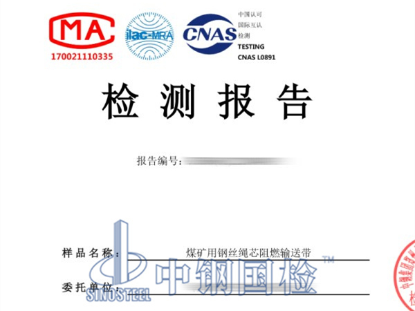 鋼絲繩芯阻燃輸送帶檢測(cè)報(bào)告